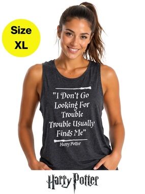 3/for $15 🍒 HARRY POTTER Charcoal Heather Graphic Muscle Tee (Women’s X-Large)